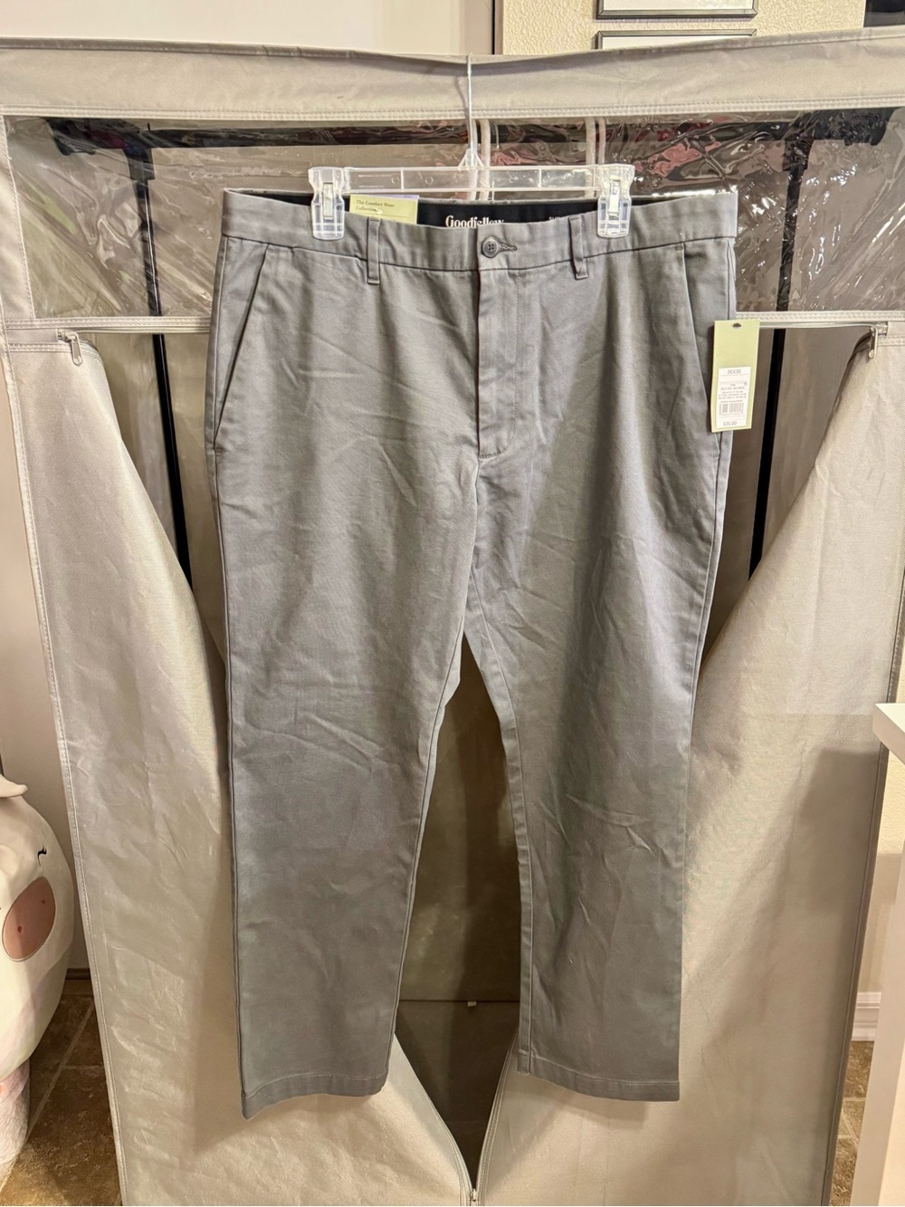 NWT Goodfelloe & Co Men's Light Gray Slim Chino Pants 36x30.